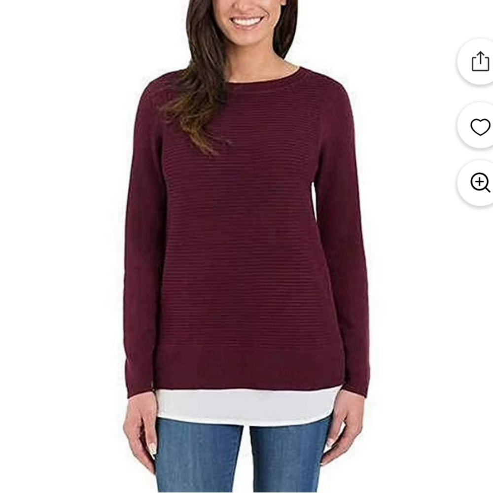 Hilary Radley Crewneck 2fer Sweater
